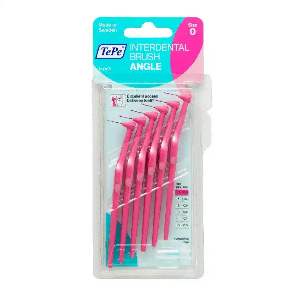 Tepe Interdental Angle Brush 0.4mm Size 0 (Pink) 6 Pack