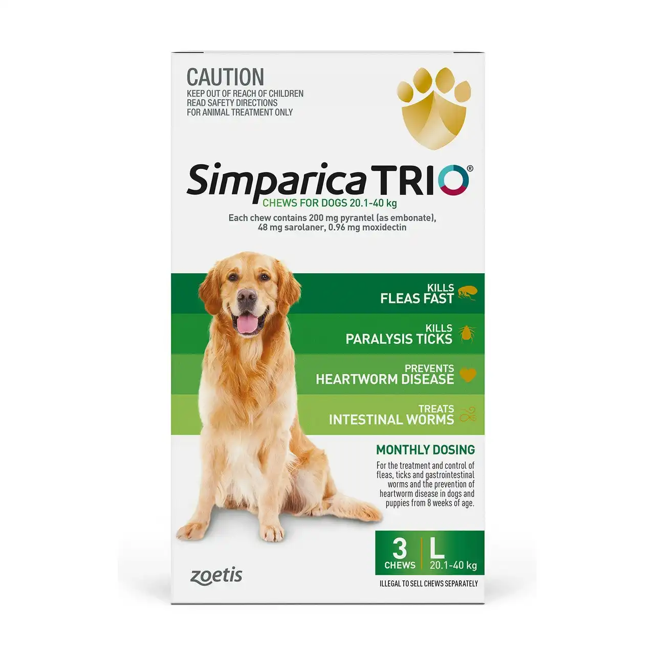 Simparica TRIO Chews For Large Dogs 20.1-40kg 3 Pack