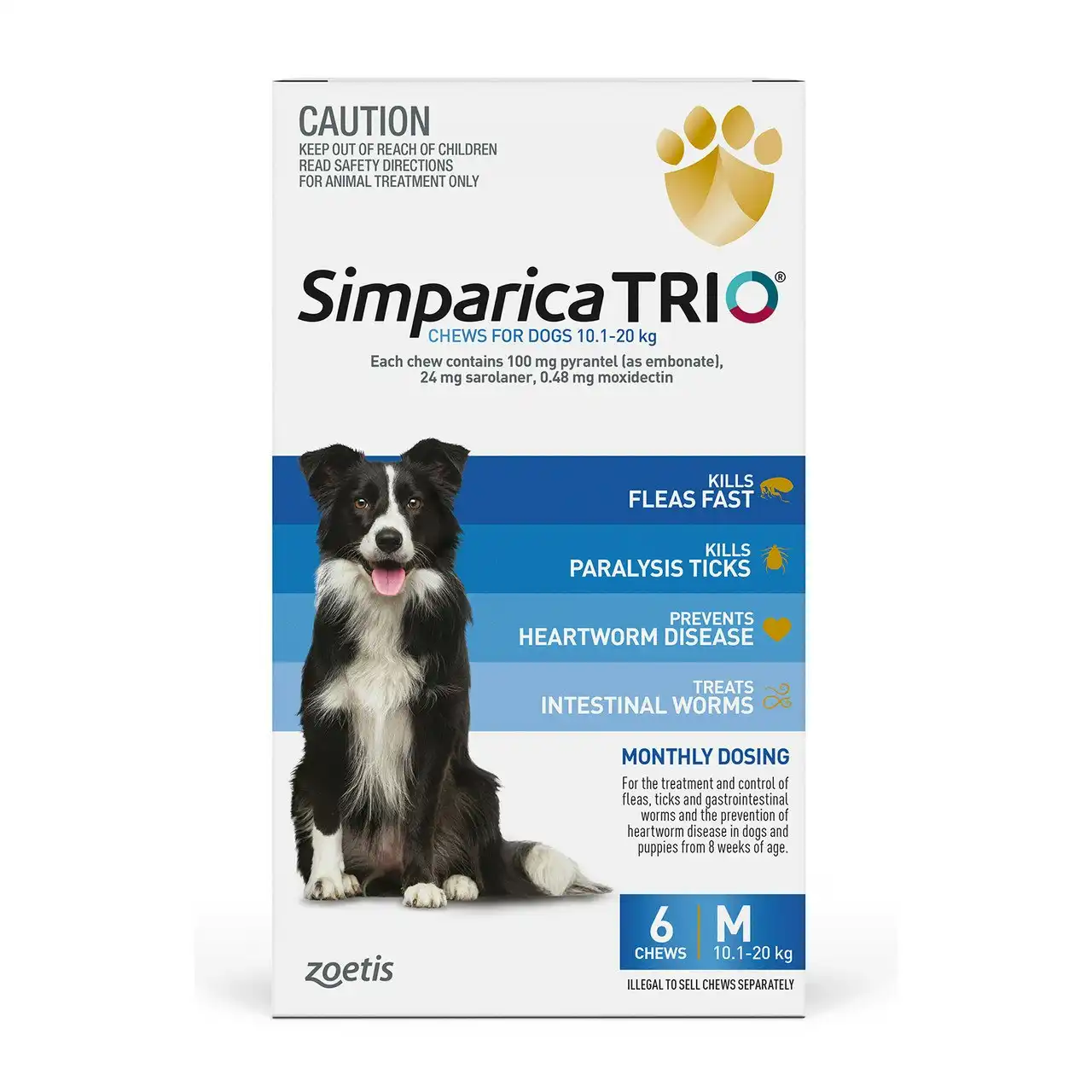 Simparica TRIO Chews For Medium Dogs 10.1-20kg 6 Pack