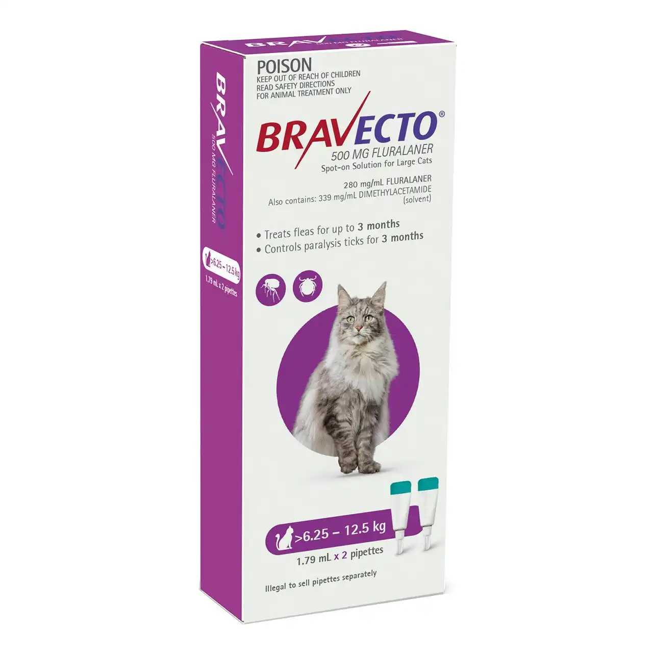 Bravecto For Cats 6.25kg - 12.5kg 2 Pipettes