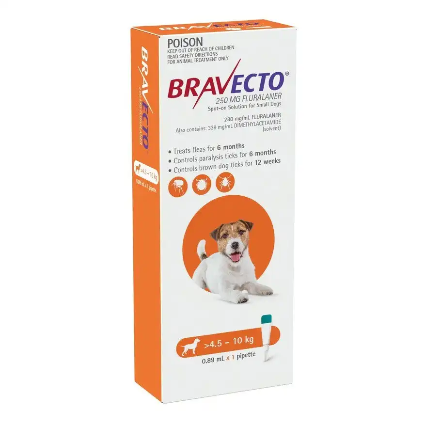 Bravecto Spot On For Small Dogs 4.5 - 10kg (1 Pipette)