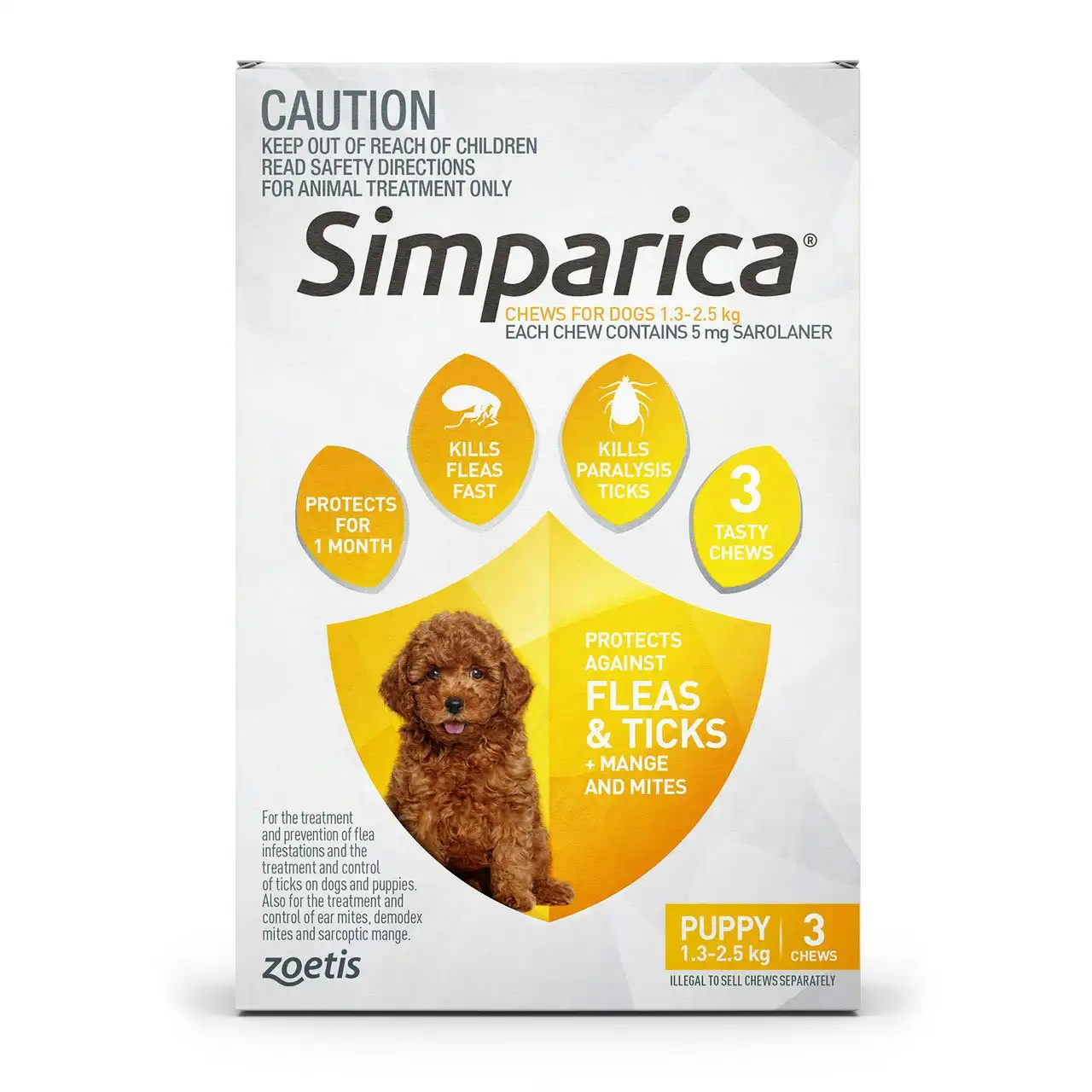Simparica Chews For Puppies 1.3 - 2.5kg 3 Pack