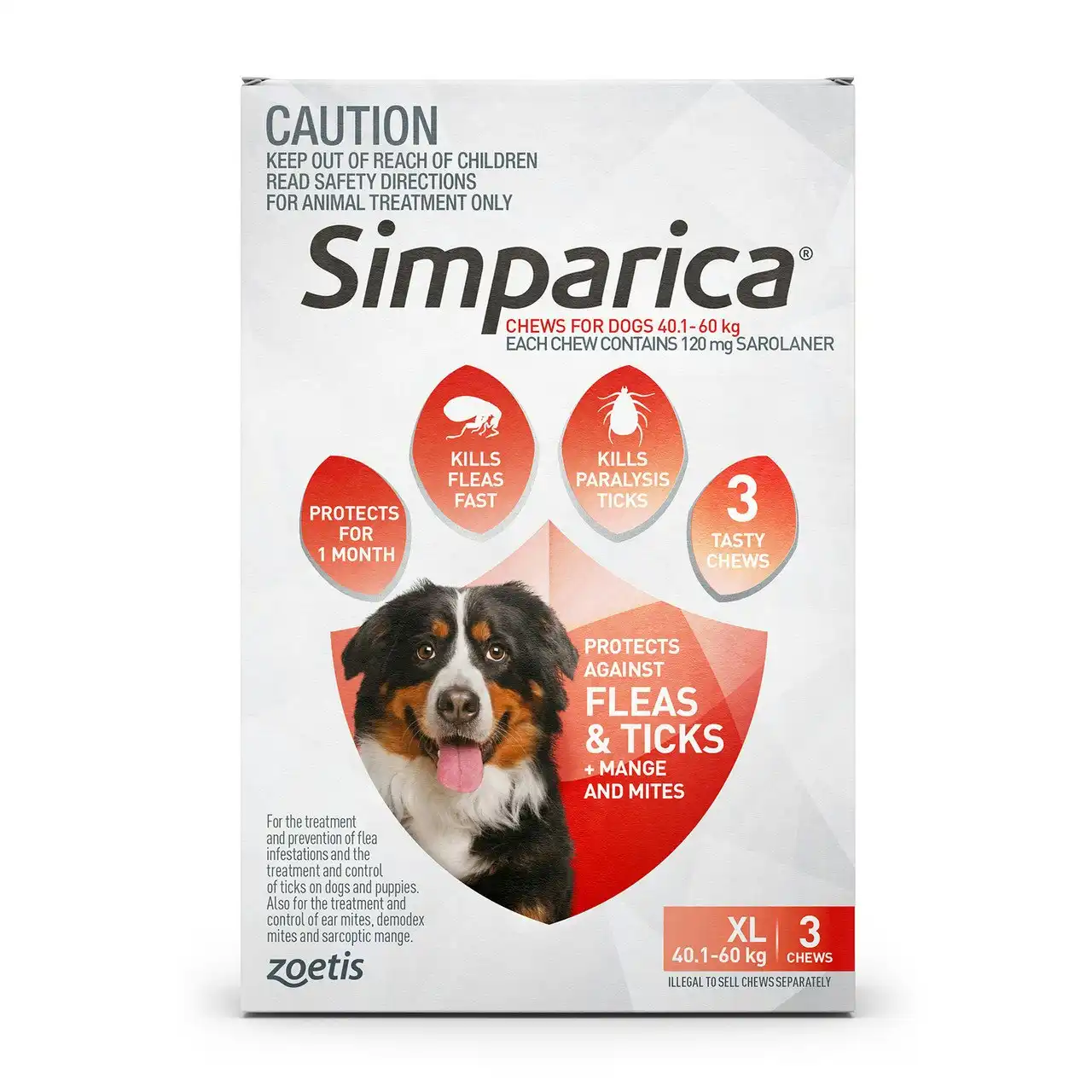 Simparica Chews For Extra Large Dogs 40.1 - 60kg 3 Pack