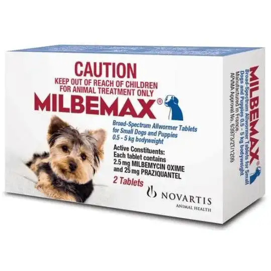 Milbemax Allwormer Tablet for Small Dogs & Puppies 0.5 - 5kg - 2 Pack