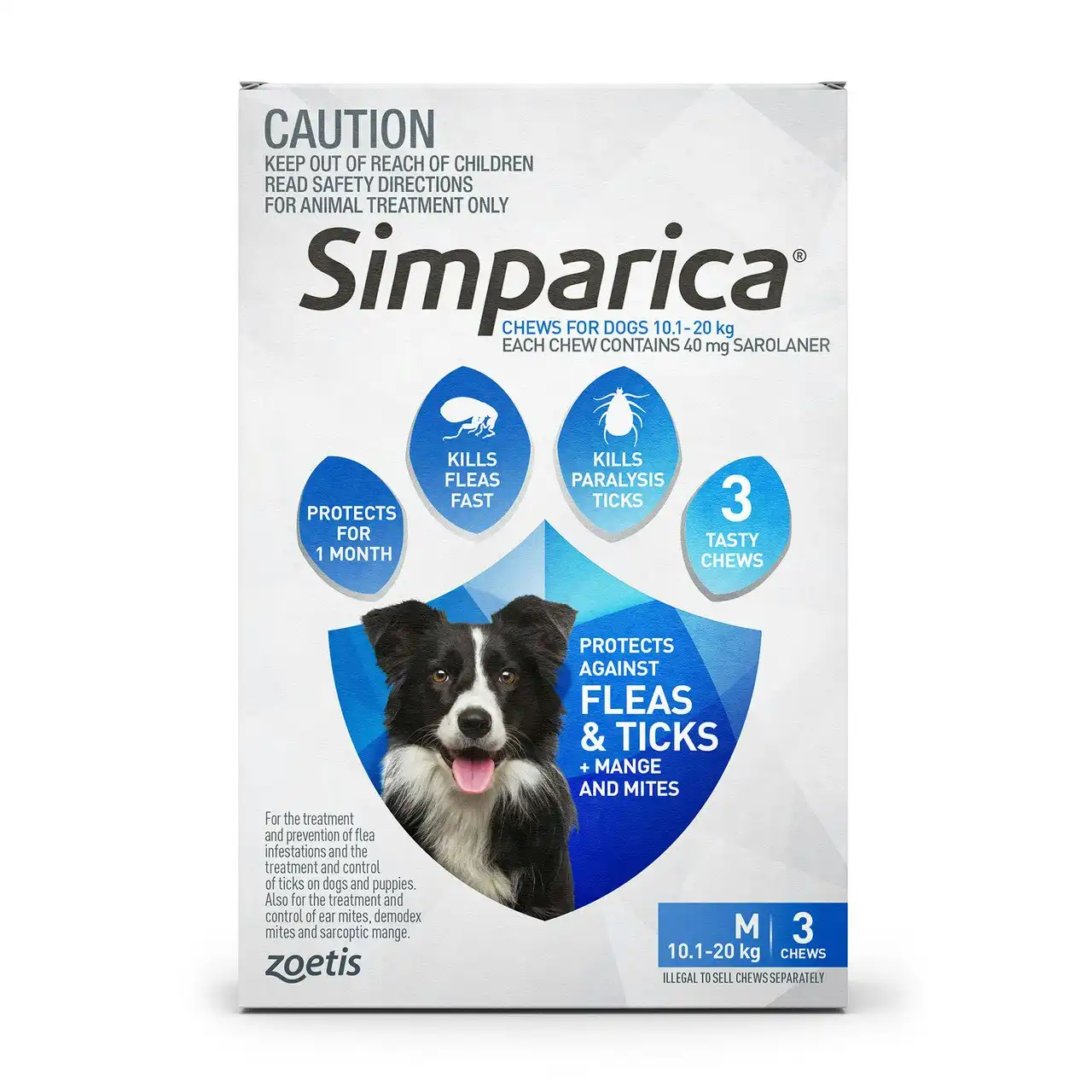 Simparica Chews For Medium Dogs 10.1 - 20kg 3 Pack