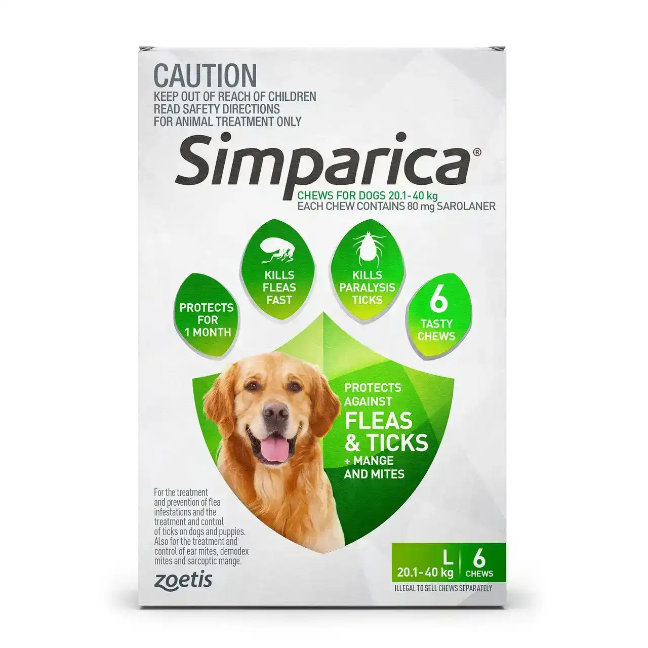 Simparica Chews For Large Dogs 20.1 - 40kg 6 Pack
