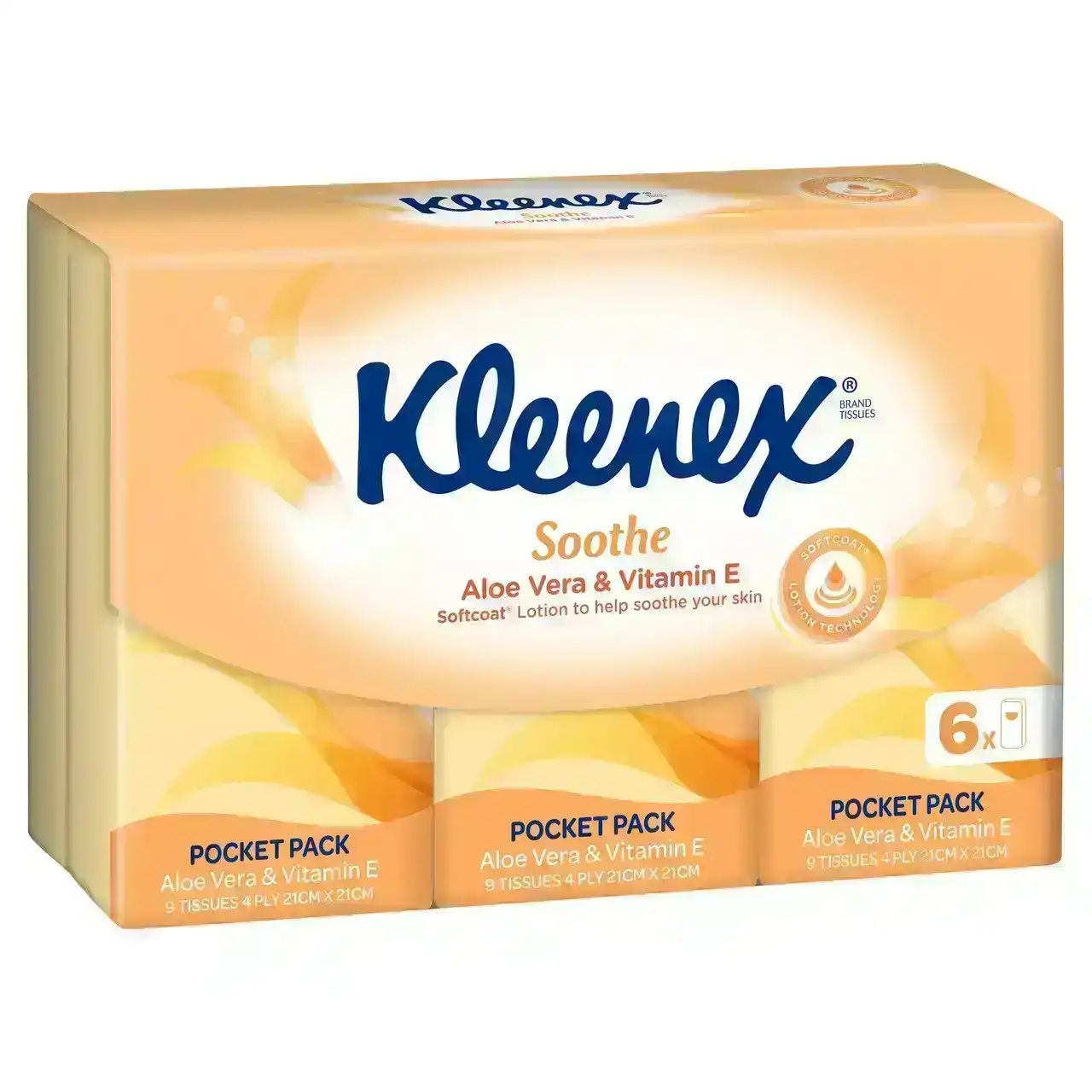 Kleenex Aloe Vera &amp; Vitamin E Pocket Pack 4 Ply Facial Tissues 6x9 Pack