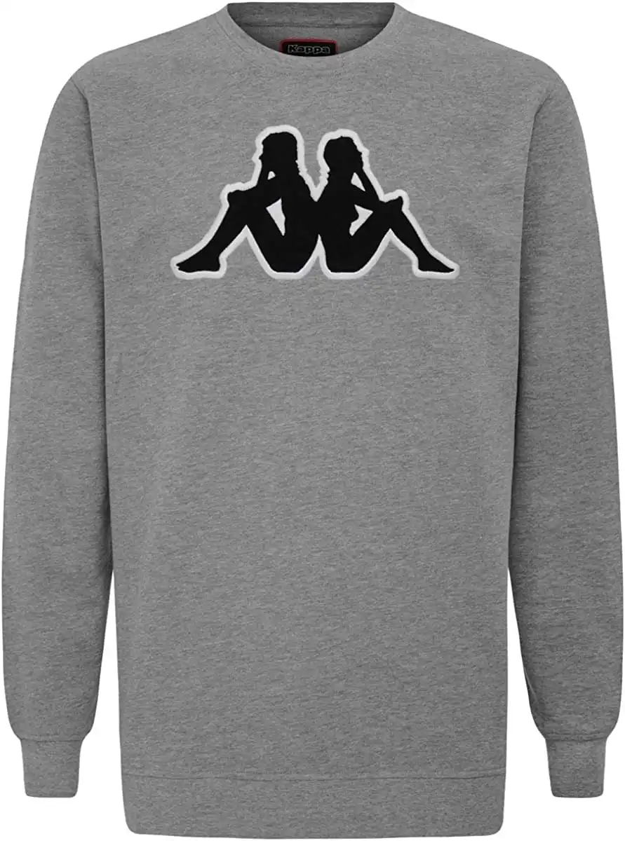 Mens Kappa Tarvit Logo Sweatshirt 902 Jumper Pullover Grey/Black
