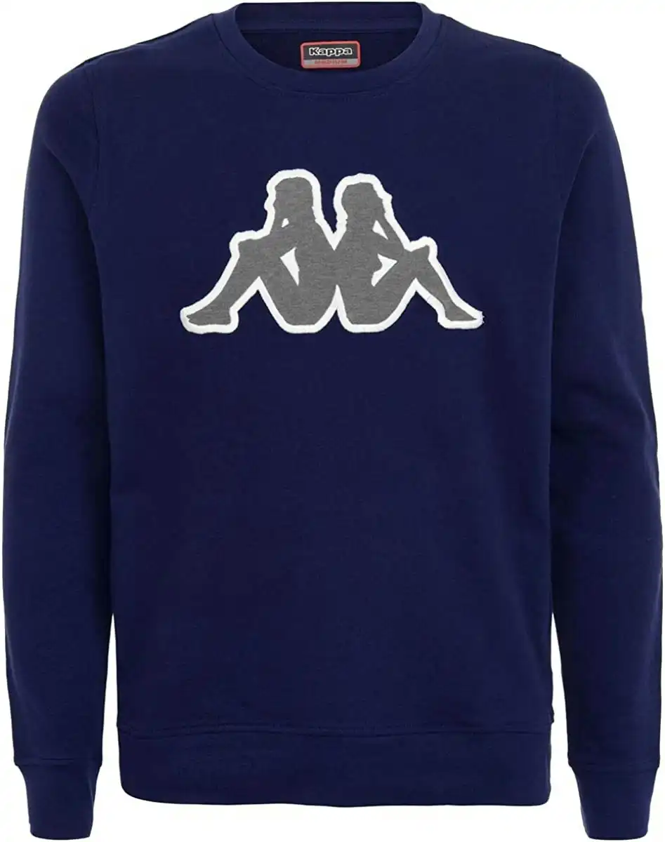 Mens Kappa Tarvit Logo Sweatshirt 922 Jumper Pullover Blue/Grey