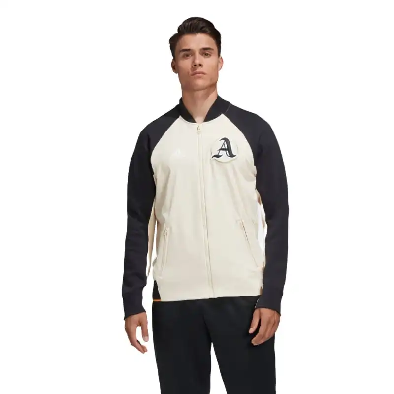 Adidas Mens Linen/Black Vrct Comfy Collegiate Zipup Jacket
