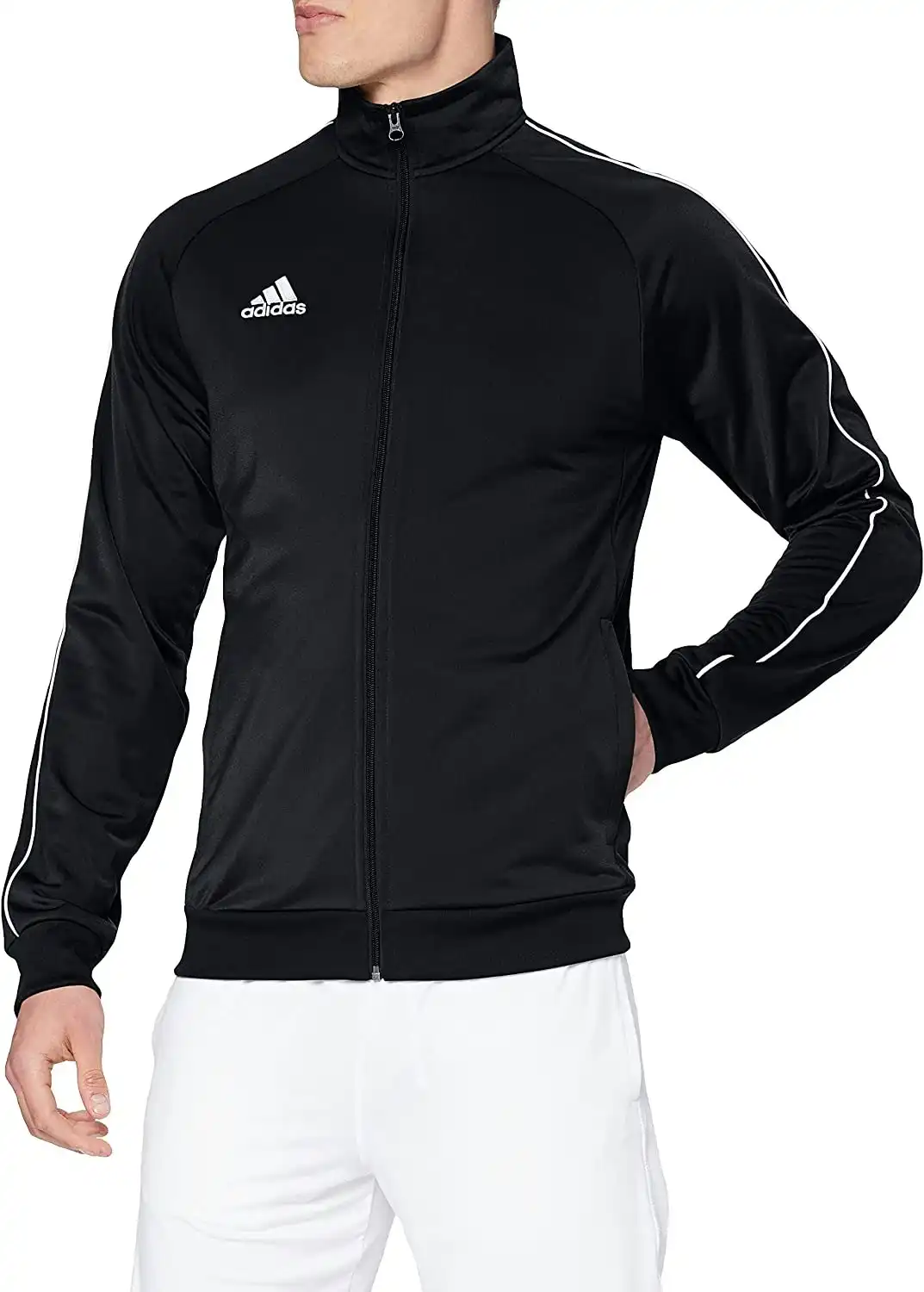 2 x Mens Adidas Core 18 Pes Zip Up Jacket Athletic Training Black/White