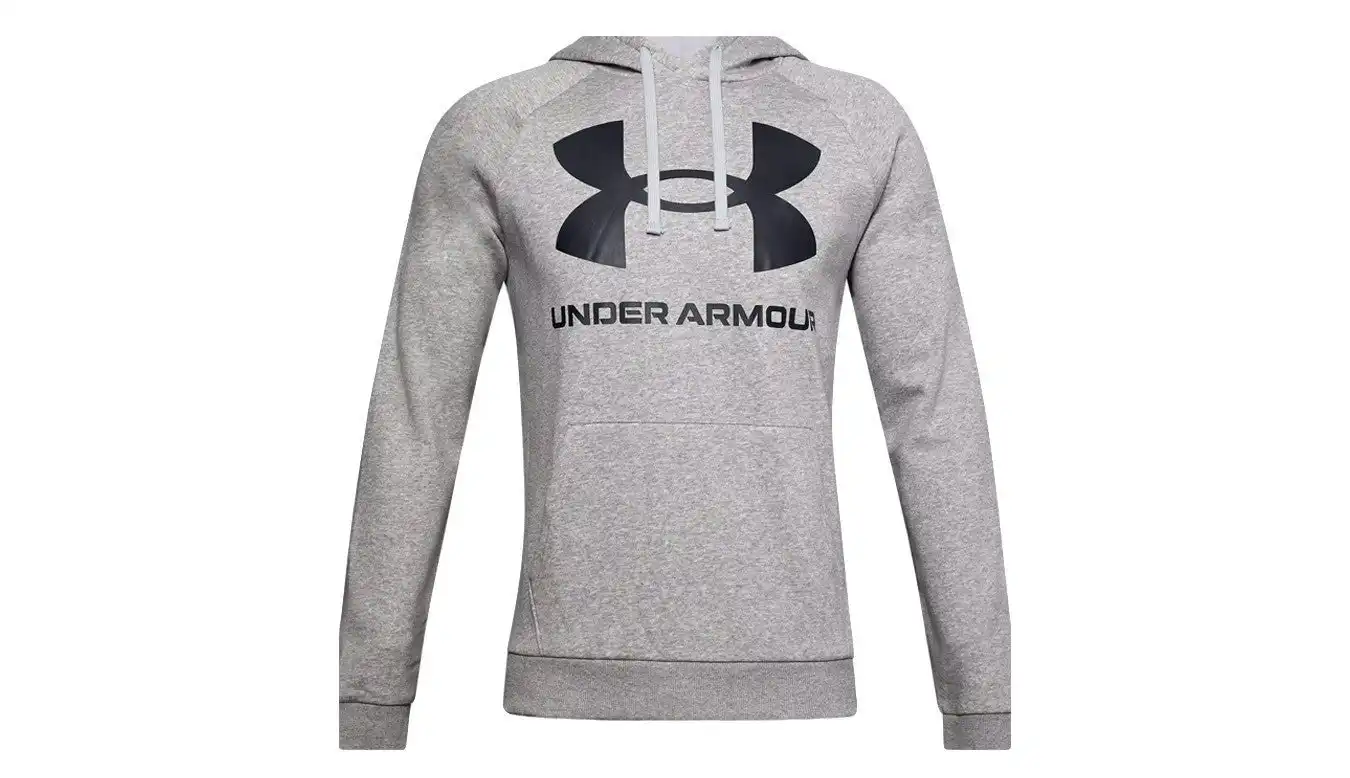Mens Under Armour Ua Rival Fleece Big Logo Hoodie Sweatshirt Mod Gray/Light Heather/Black