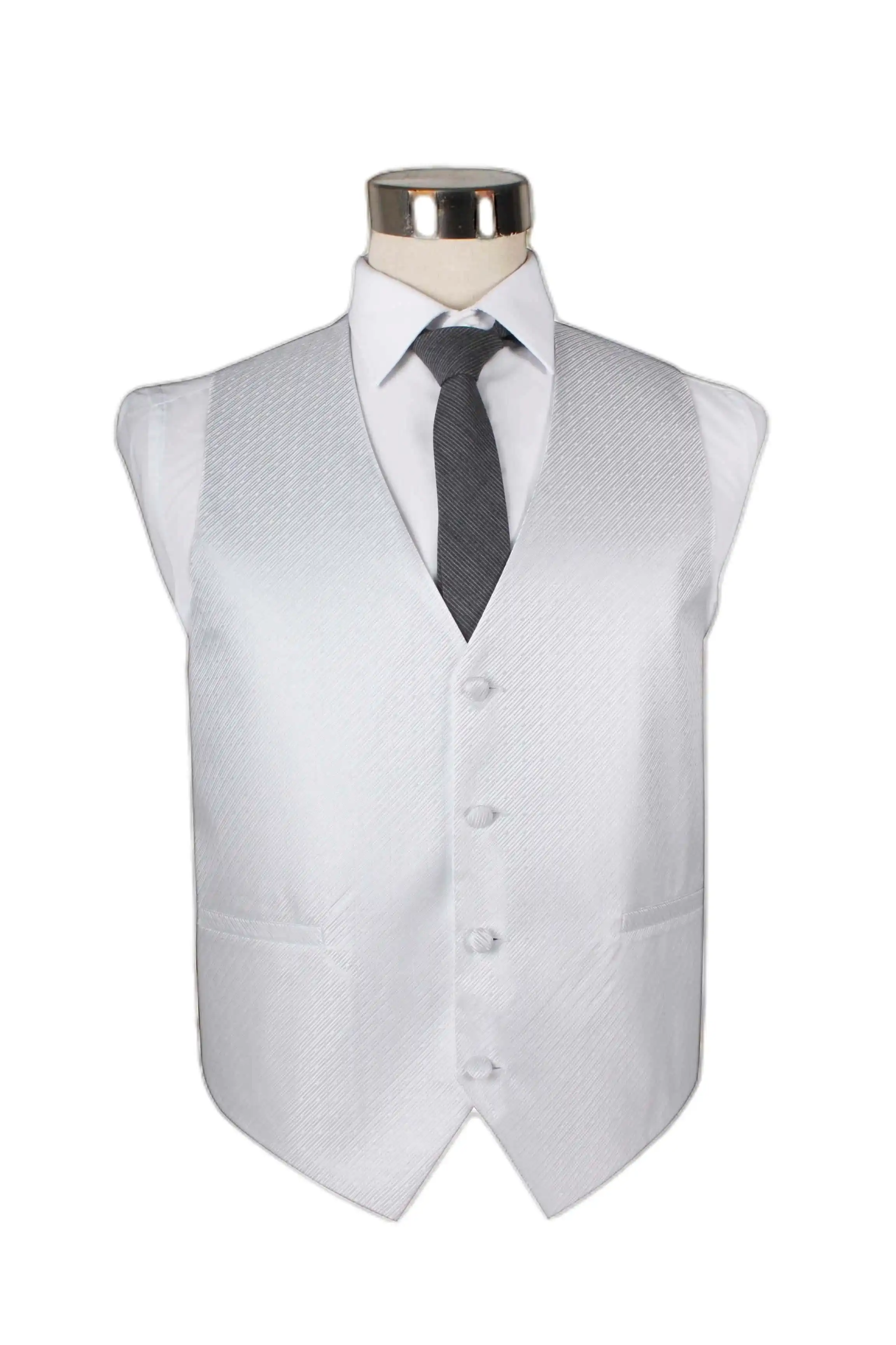 Mens White Pin Striped Patterned Vest Waistcoat