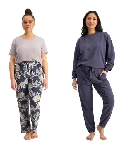 2 x Womens Jockey Life Pant Loungewear Midnight / Marigold
