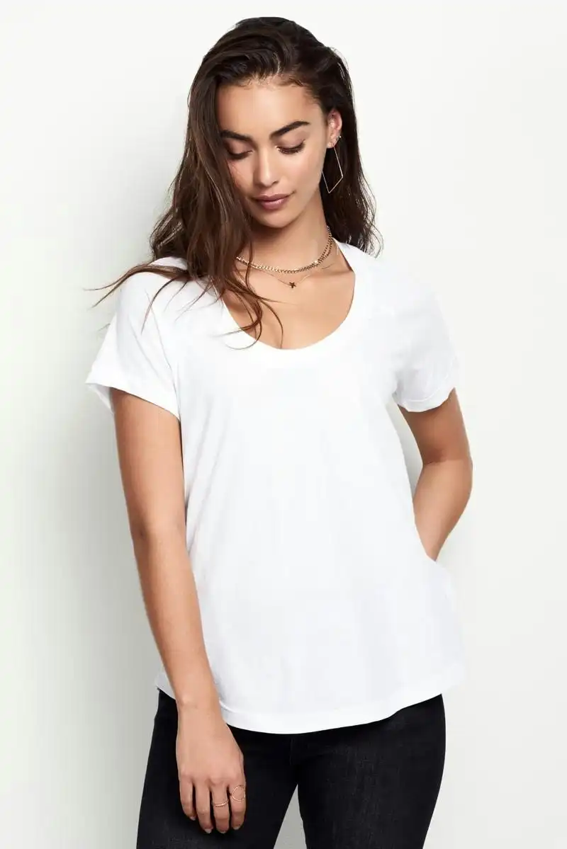 4 x Bonds Womens Scoop Neck Tee T-Shirt Top Cotton White