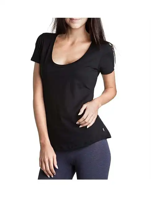 Bonds Womens Scoop Neck Tee T-Shirt Top Cotton Black