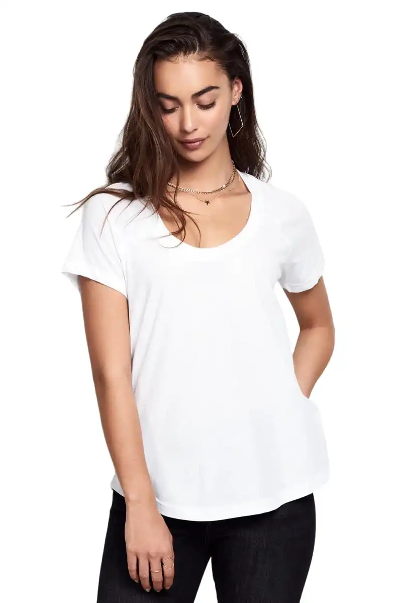 Bonds Womens Scoop Neck Tee T-Shirt Top Cotton White