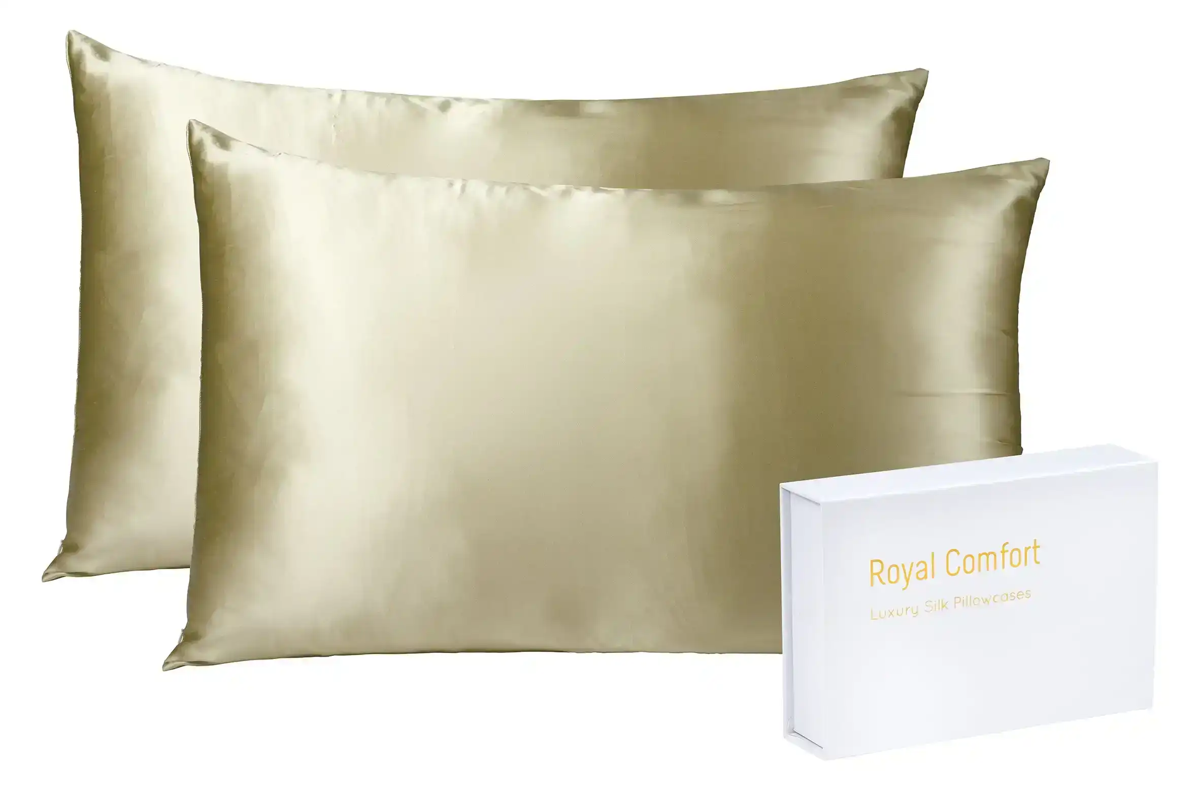 Royal Comfort Mulberry Soft Silk Hypoallergenic Pillowcase Twin Pack 51 X 76Cm - Champagne - One Size