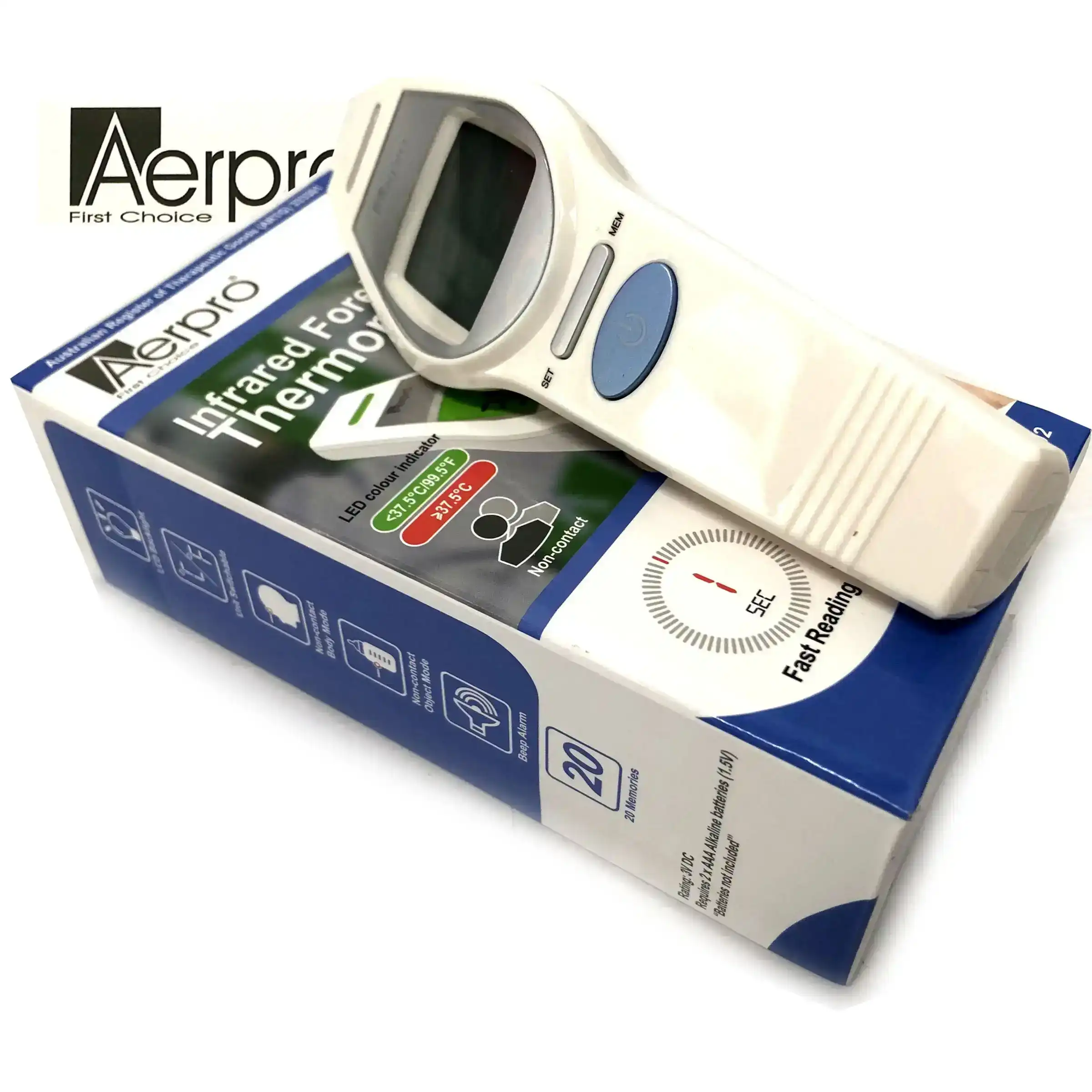 Aerpro Non Contact Infra Red Forehead & Body Thermometer Australian Artg Registered - One Size