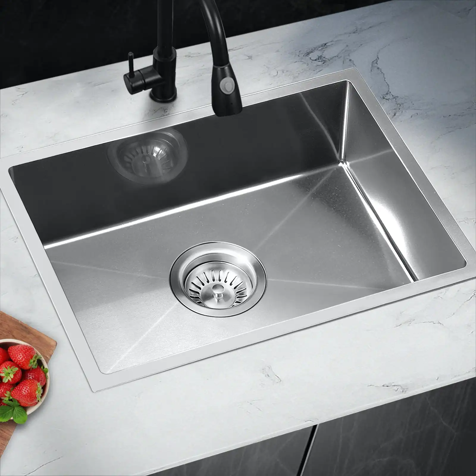 Welba Kitchen Sink Stainless Steel Bathroom Basin Single Silver 45X30CM