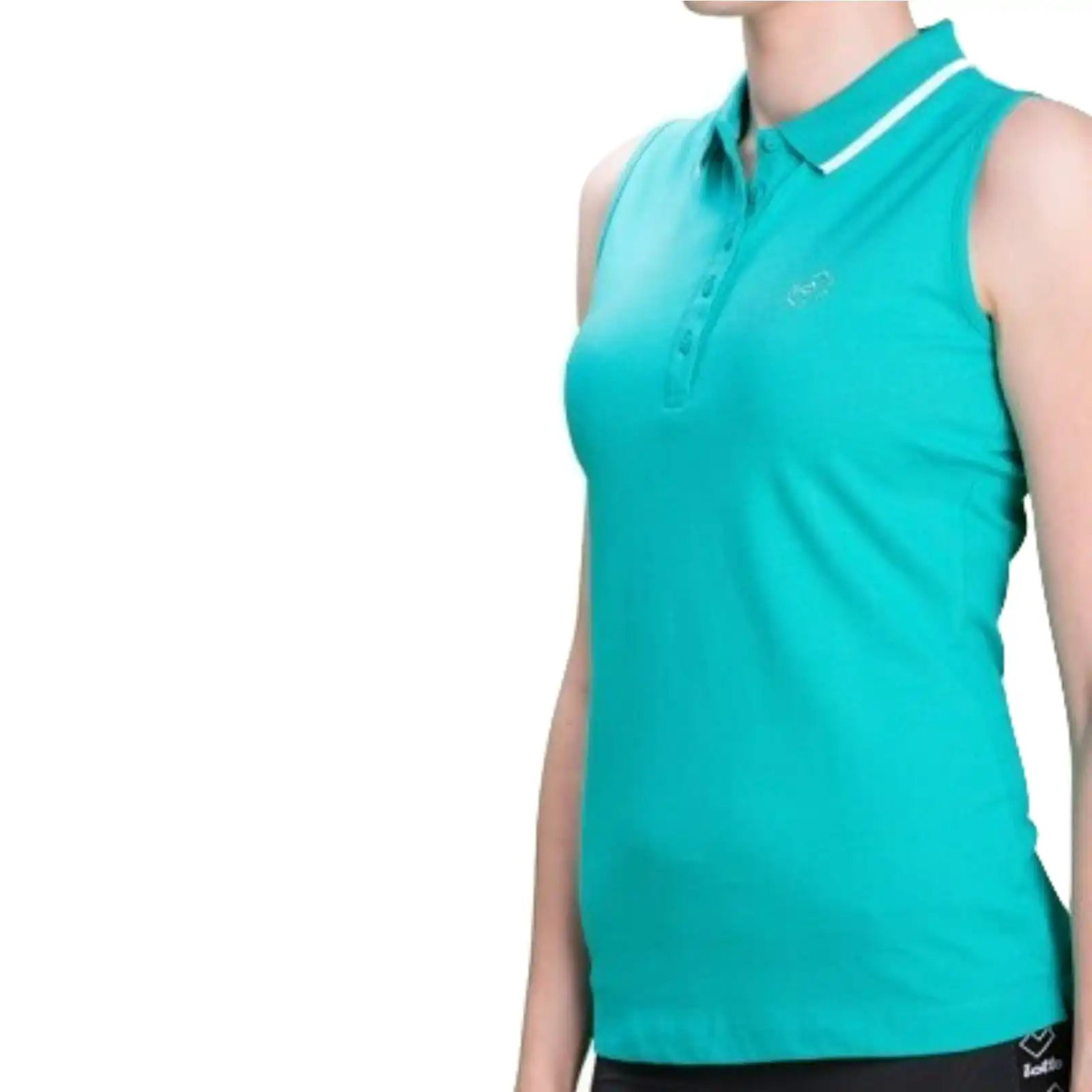Lotto Womens Polo L73 Sleeveless Top Cotton Italian Sport Shirt Blouse Turquoise