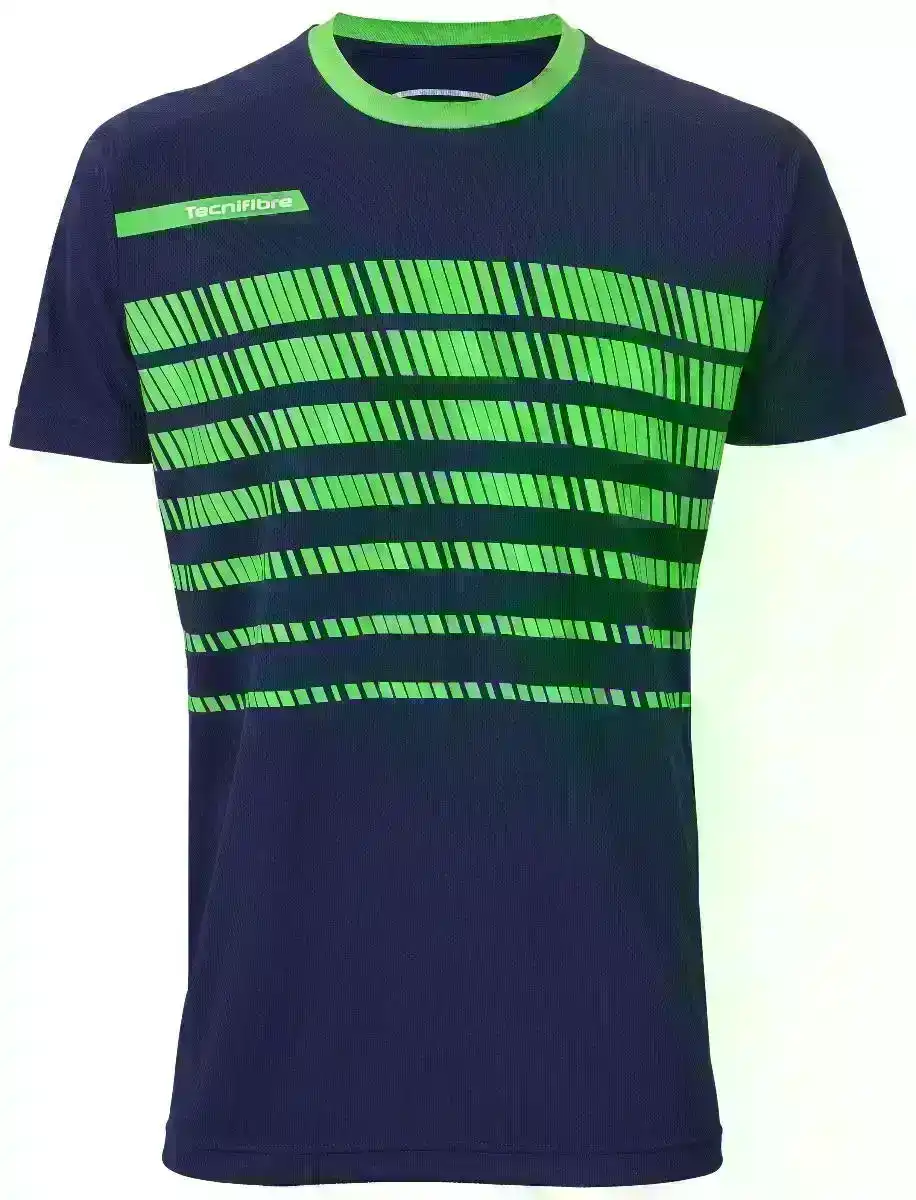 Tecnifibre Womens Top Tee Shirt F2 Airmesh 360 Tennis Fitness -  Navy/Green