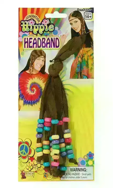 HIPPIE HEADBAND with Beads Hippy Love 60's Costume Dress Up Hairband