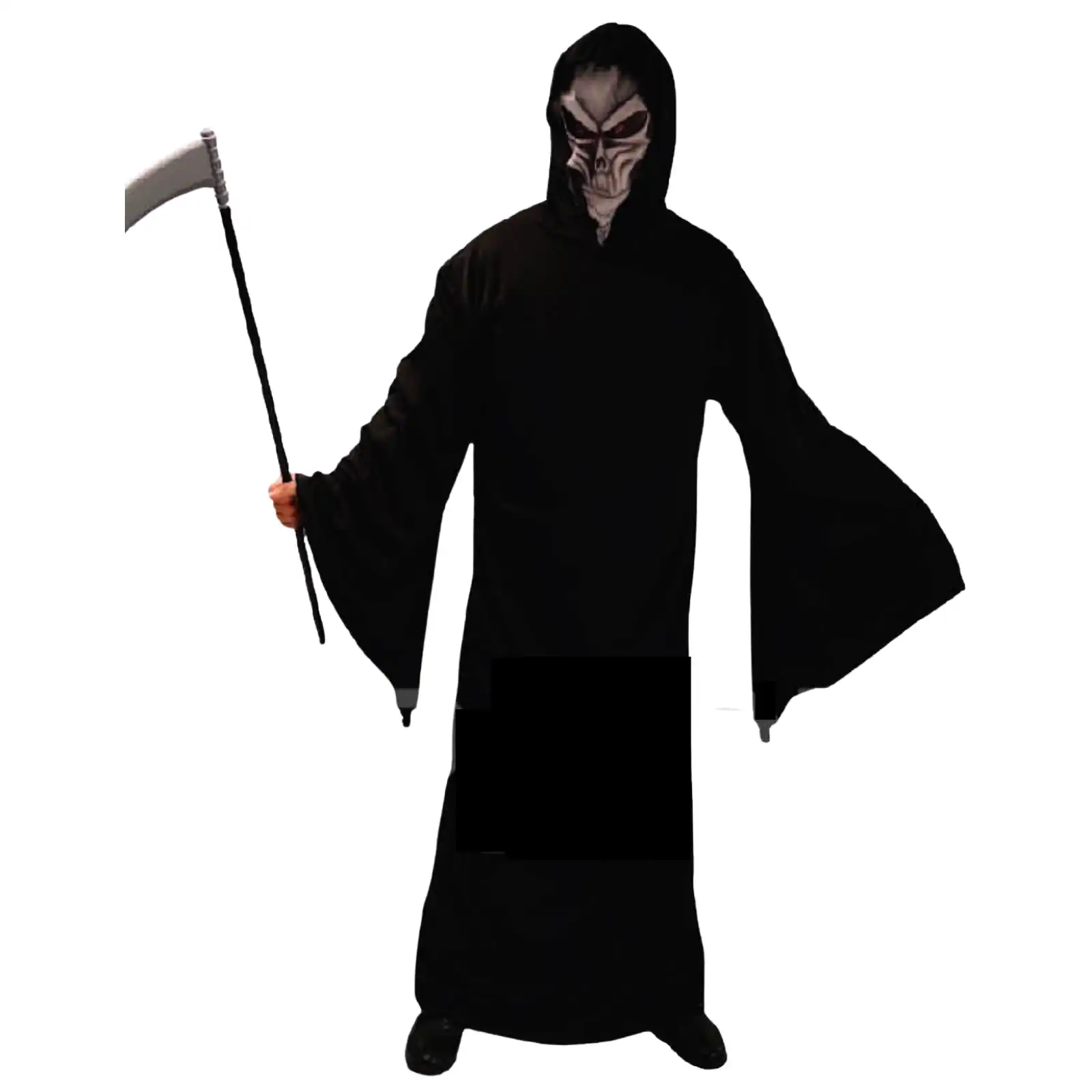 Adult Mens Grim Reaper Horror Halloween Horror Dark Black Robe Haunted Costume