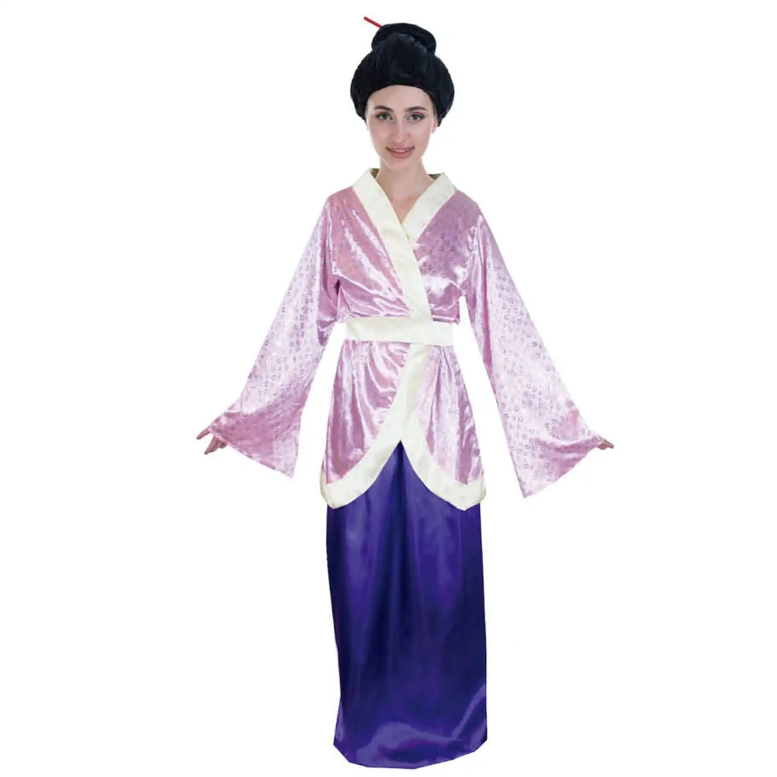 JAPANESE Kimono Costume Geisha Dress Oriental Japan Asian Adult Womens - Light Pink