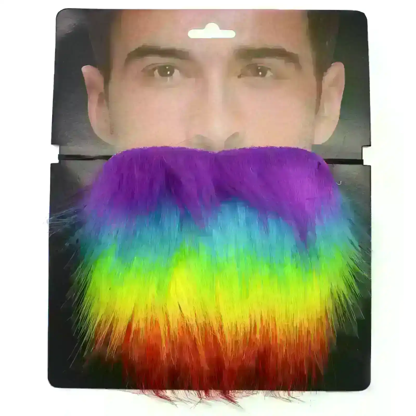 Rainbow Beard Gay Pride LGBTQ Mardi Gras Costume Party Moustache Fancy Dress