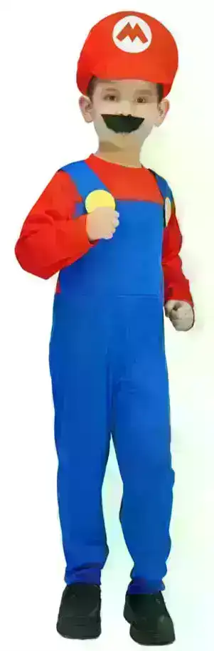 Kids Mario Costume Bros Jumpsuit Fancy Dress Cosplay Book Week Dress