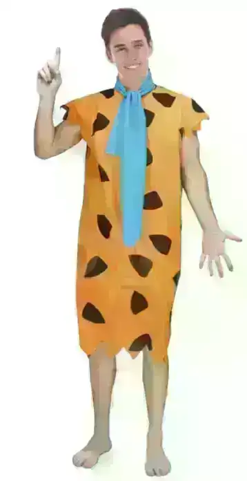 Adult Orange Caveman Costume Fred Flintstone Club Book Week Halloween