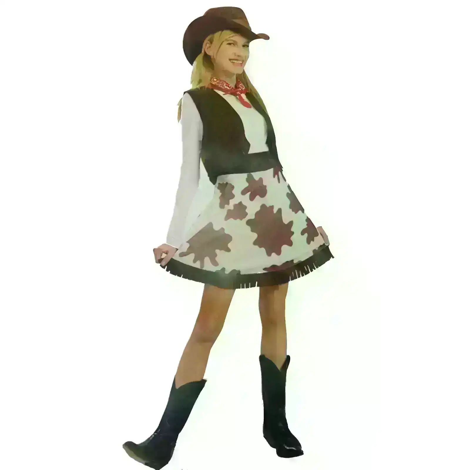 Womens COWGIRL COSTUME Dress Fancy Wild West Ladies Rodeo Indian Cowboy
