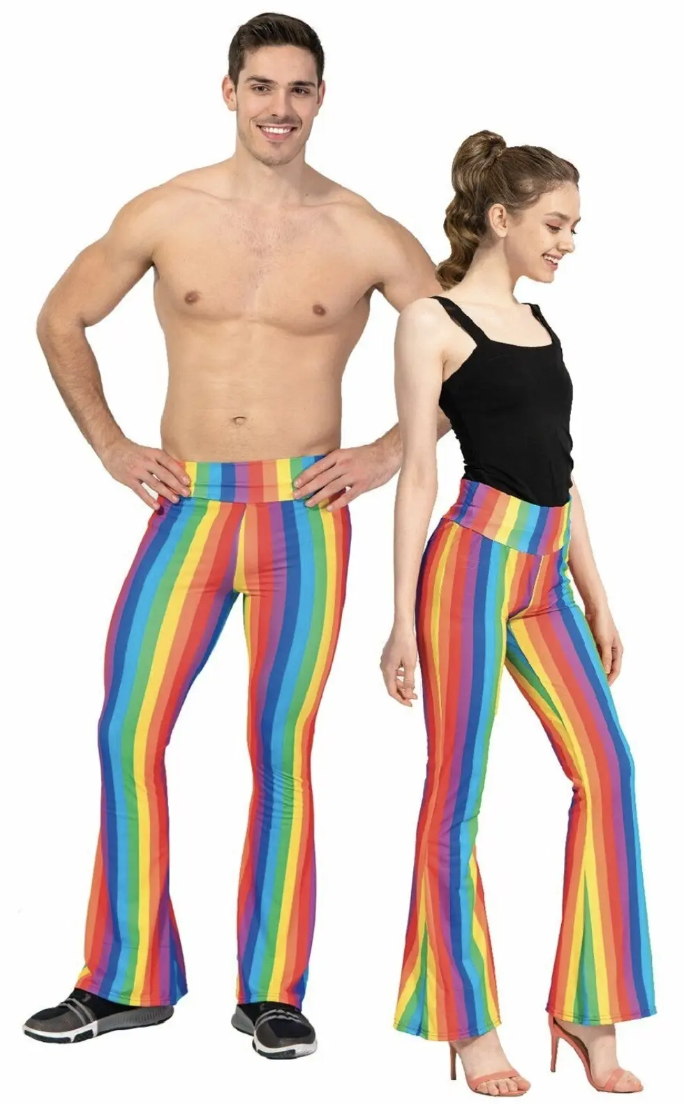 Adult Rainbow Stripe Flare Pants LGBT Costume Mardi Gras Festival