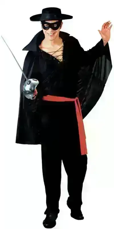 DELUXE ADULT BANDIT COSTUME Fancy Dress Hero Halloween Black Masked Party