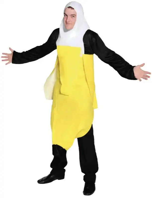ADULT PEELED BANANA COSTUME Outfit Dress Up Party Halloween Funny Fruit