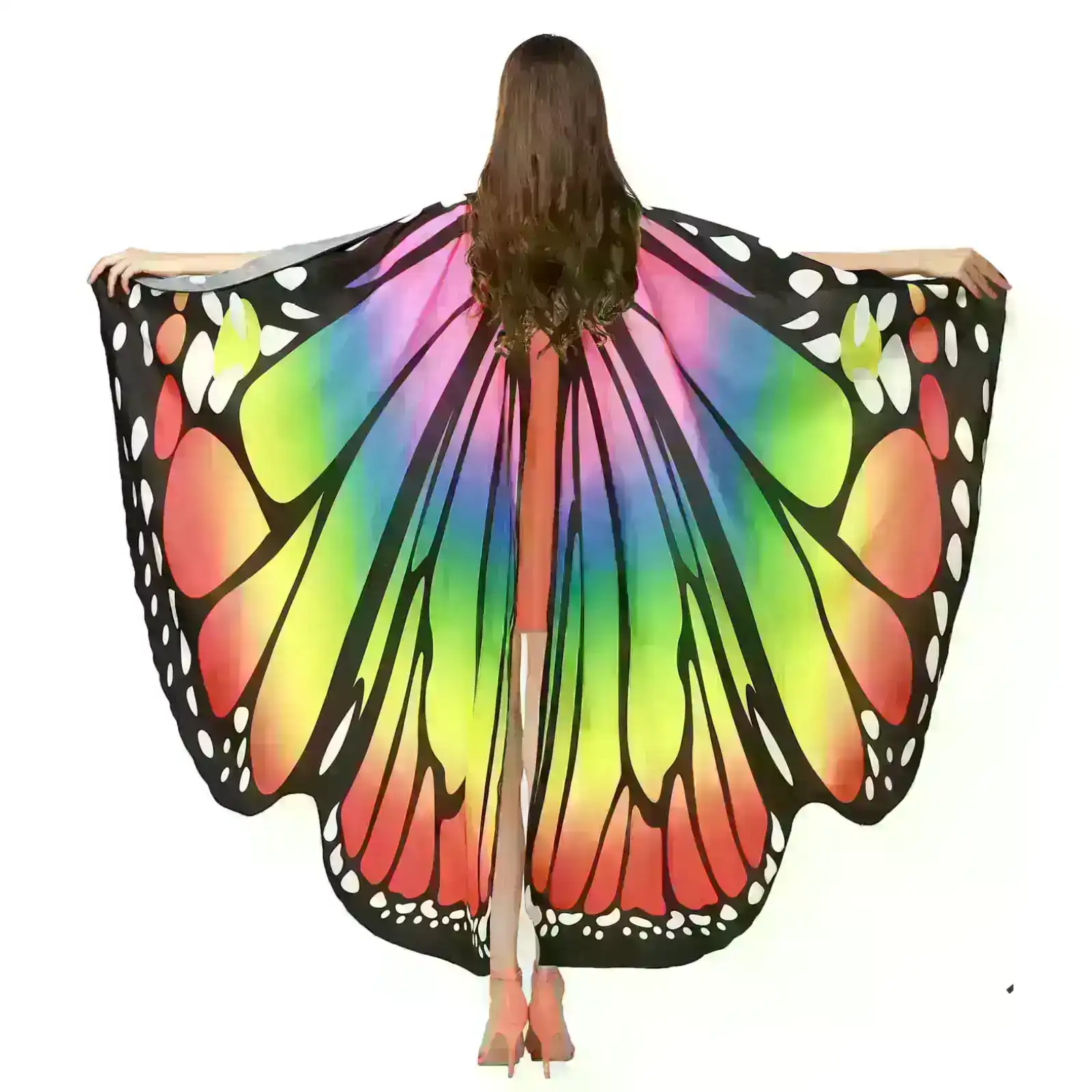 Adult Rainbow Butterfly Cape Party Costume Halloween Fancy Dress Up Accessory