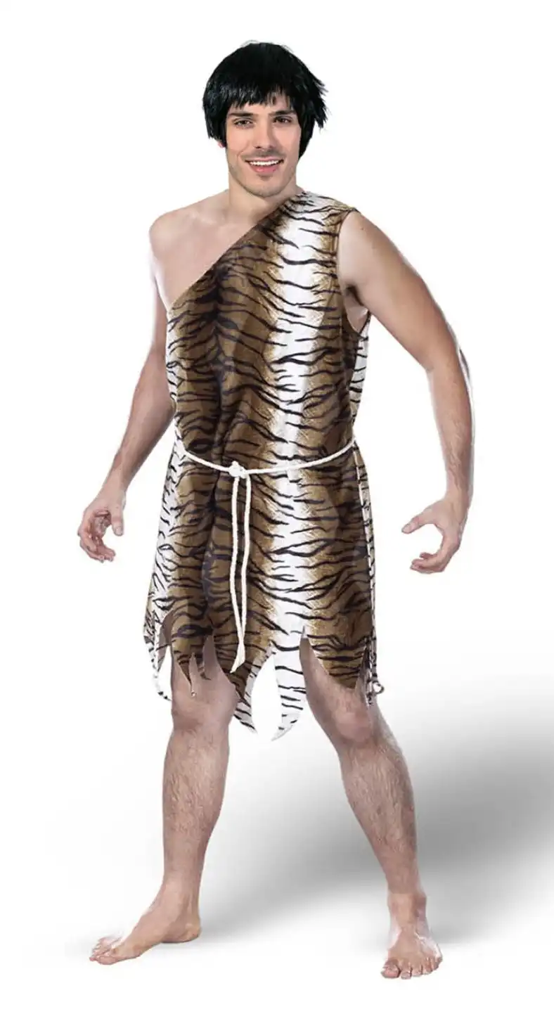 Adult Tarzan Costume Jungle Man Caveman Animal Dress Halloween Tiger Warrior