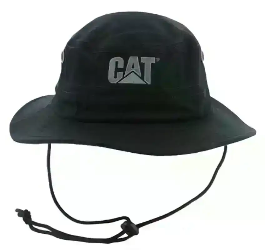 Caterpillar Trademark Safari Bucket Hat Cap Work Sun Protection - Black