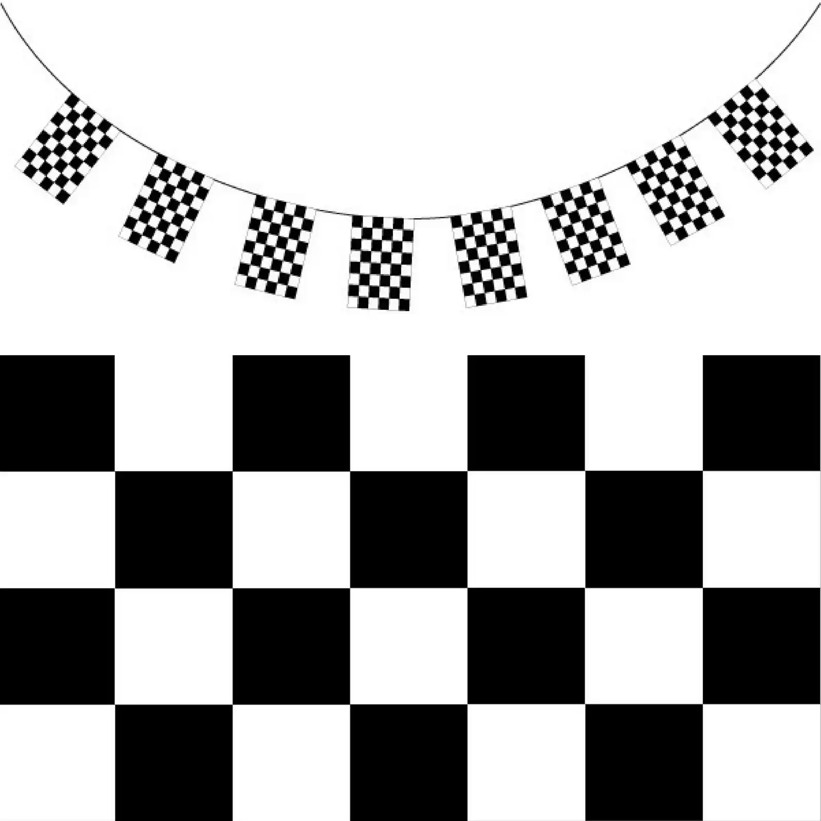 CHECKERED BUNTING FLAG Race Car Chequered Flag Banner Hanging Decoration Rectangular