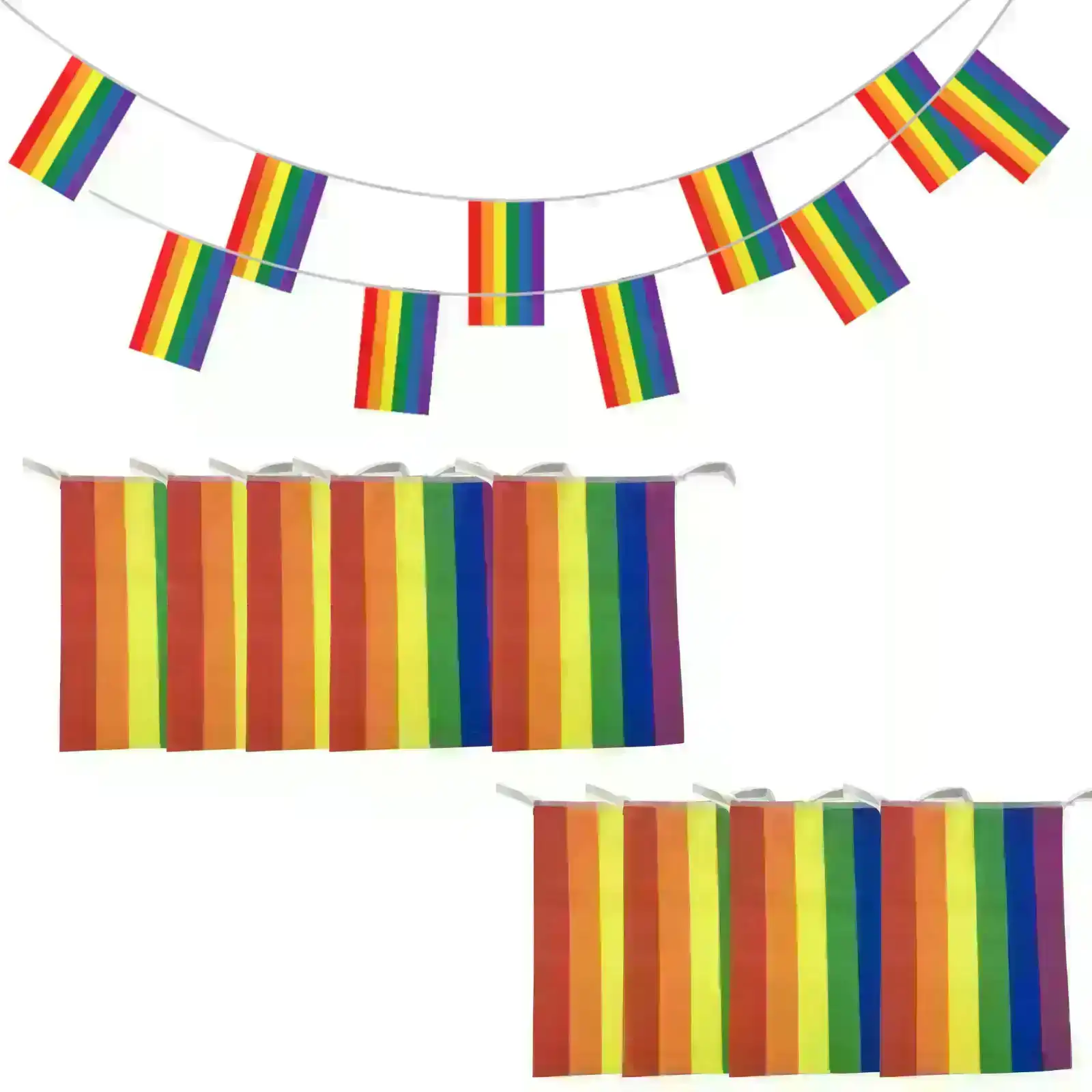 10x 3.6m RAINBOW BUNTING FLAG Party Banner Stall Flags Decor Gay Pride LGBT BULK