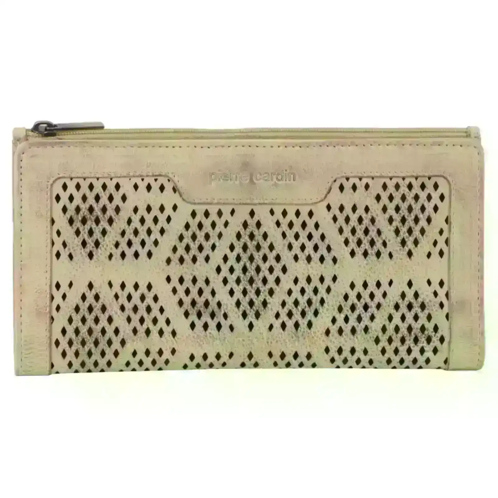 Pierre Cardin Perforated Leather Ladies Handy Travel Wallet - Latte