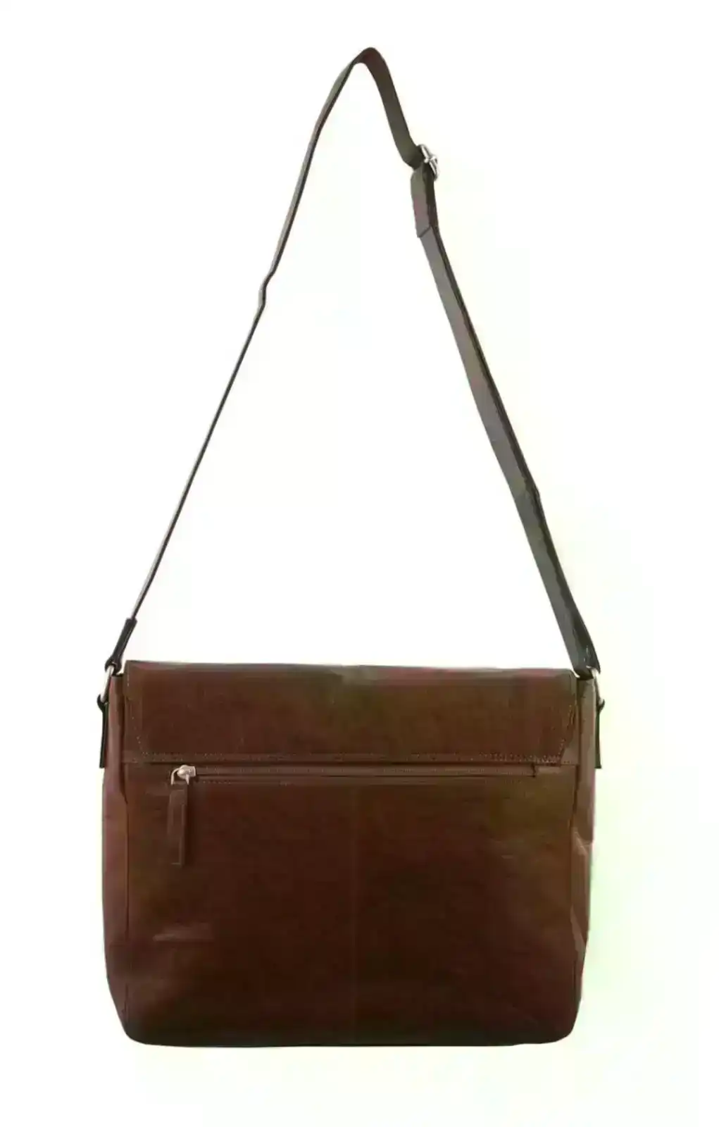Pierre Cardin Rustic Leather Bag Computer Messenger Business Travel - Brown