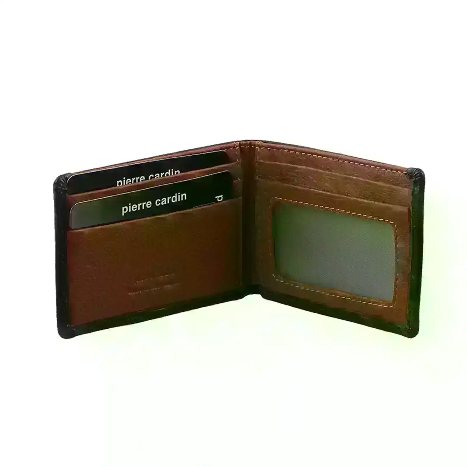 Pierre Cardin Mens Leather RFID Italian Two-Tone Wallet - Black Cognac