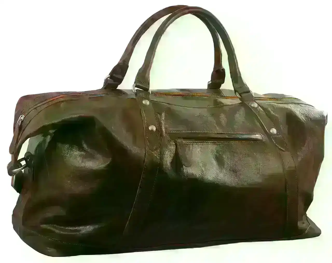 Pierre Cardin Rustic Leather Travel Business Trip Bag Overnight - Cognac