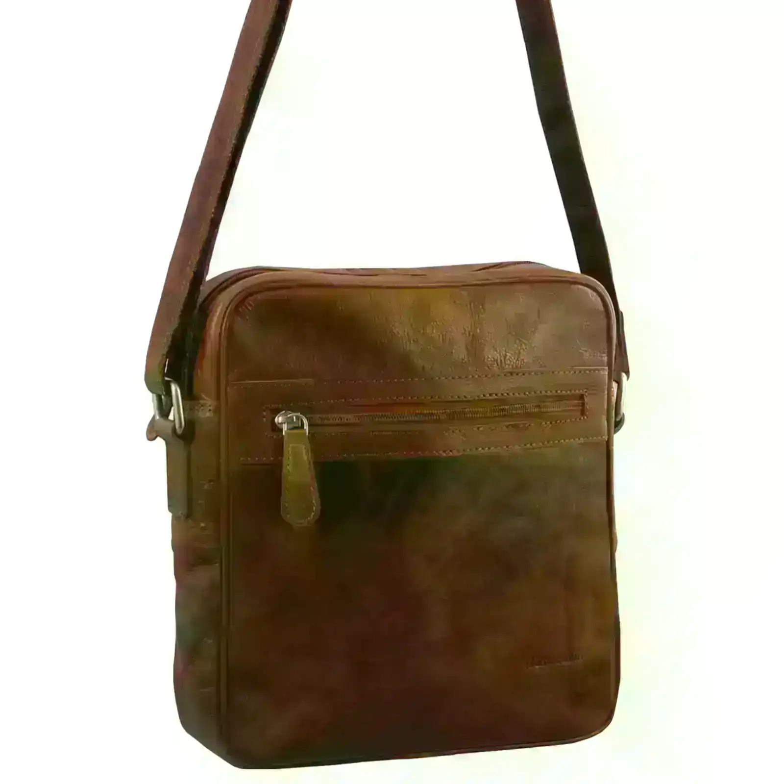 Pierre Cardin Mens Rustic Leather Shoulder Bag for Tablet iPad Pouch Case Sling