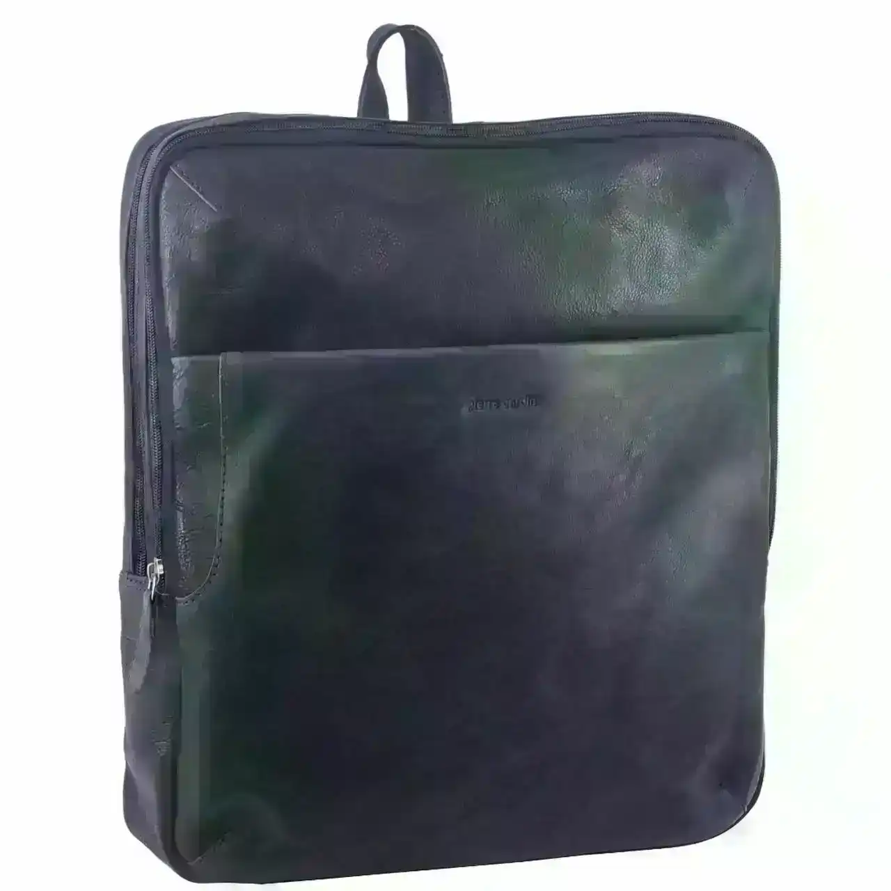 Pierre Cardin Rustic Large Leather Backpack Bag Rucksack Men Women - Midnight
