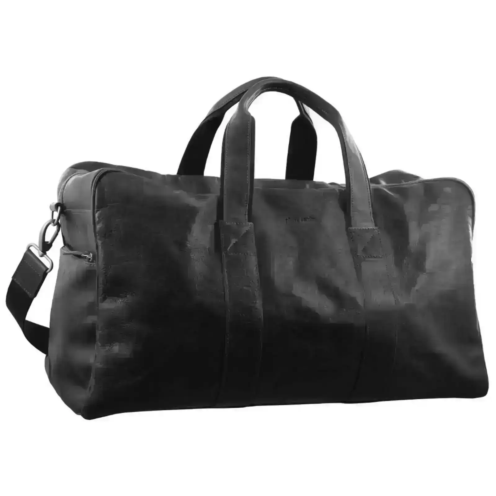 Pierre Cardin Rustic Leather Travel Bag Overnight Business Weekend Luggage Black