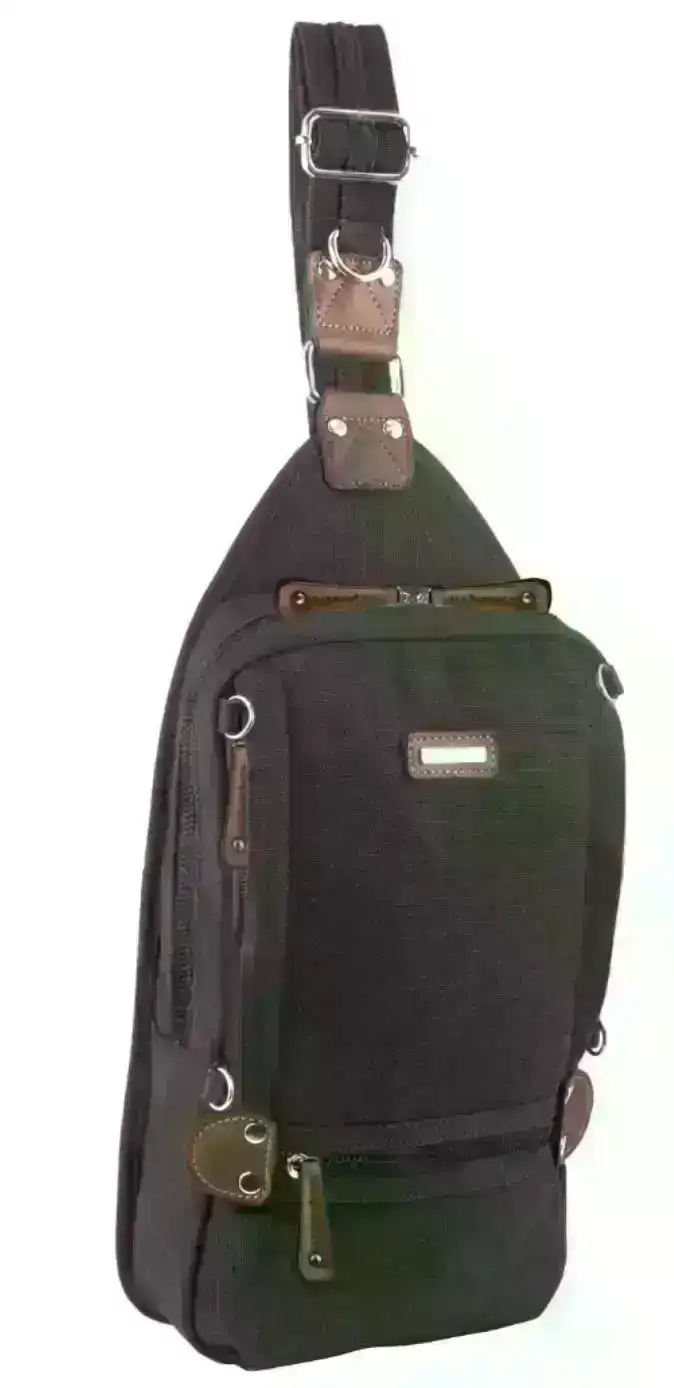 Pierre Cardin Canvas Cross Body Bag Travel Shoulder Sling - Black