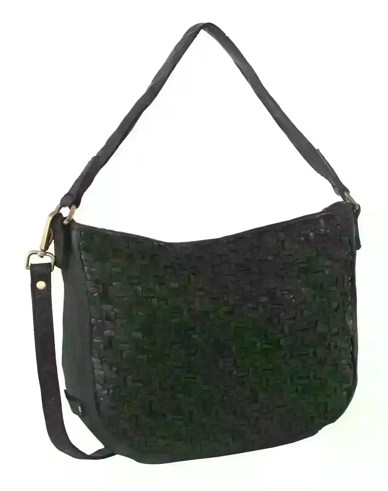 Pierre Cardin Woven Leather Ladies Cross-Body Bag - Black